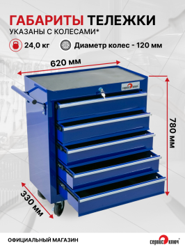 Инструментальная тележка СЕРВИС КЛЮЧ 11105, 5 ящиков