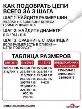 Цепи на колеса ромбическая в кейсе R17-R18