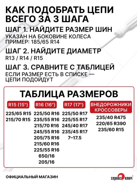 Цепи на колеса ромбическая в кейсе R17-R18
