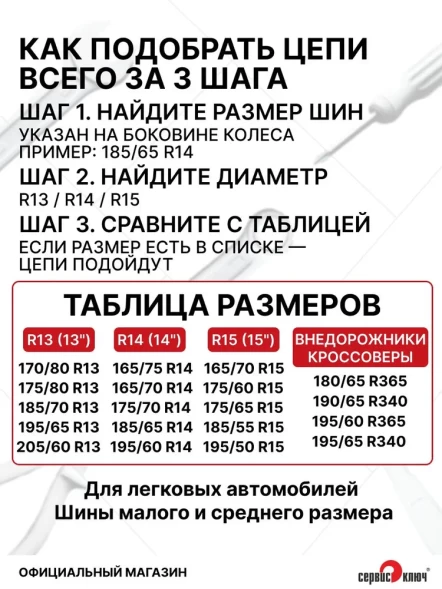 Цепи на колеса ромбическая в кейсе R13-R14