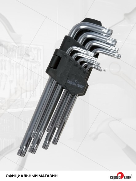 Набор Г-образных звездочек torx с отверстием на конце 9 предметов