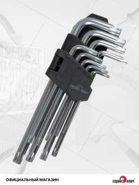 Набор Г-образных звездочек torx с отверстием на конце 9 предметов Proffi