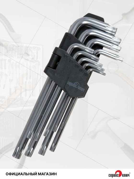 Набор Г-образных звездочек torx с отверстием на конце 9 предметов Proffi