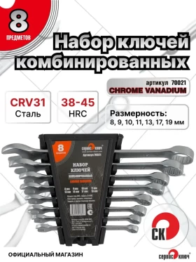 Набор ключей 8 предметов (8.9.10.11.13.14.17.19) ИНДИЯ