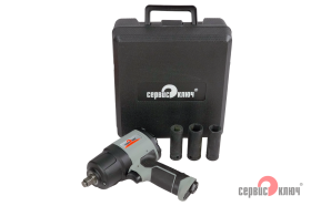 Пневмогайковерт ударный 1/2" 1200Нм в наборе с ударными головками